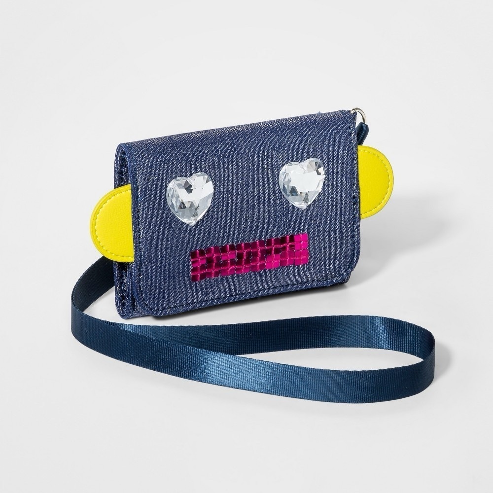 Girls' Robot Wallet with Lanyard - Cat & Jack Navy (Blue)